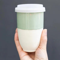 Sage Green 12 oz Ceramic Travel Mug