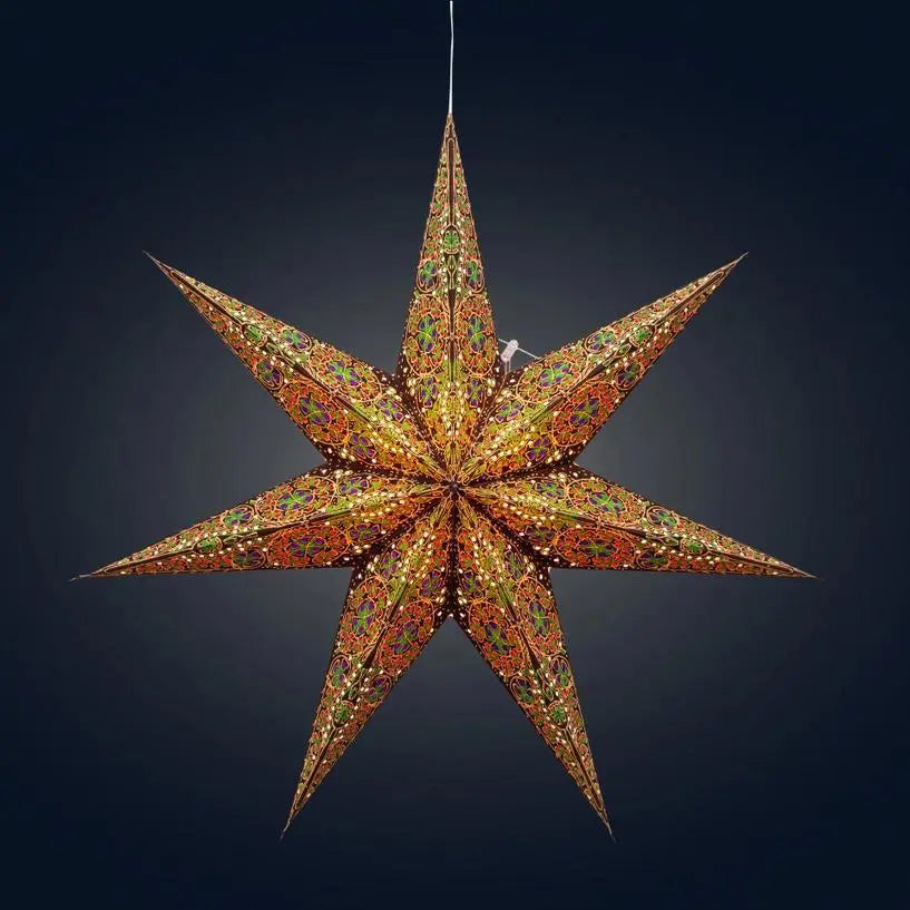 Brown Green Cathedral Star Lantern