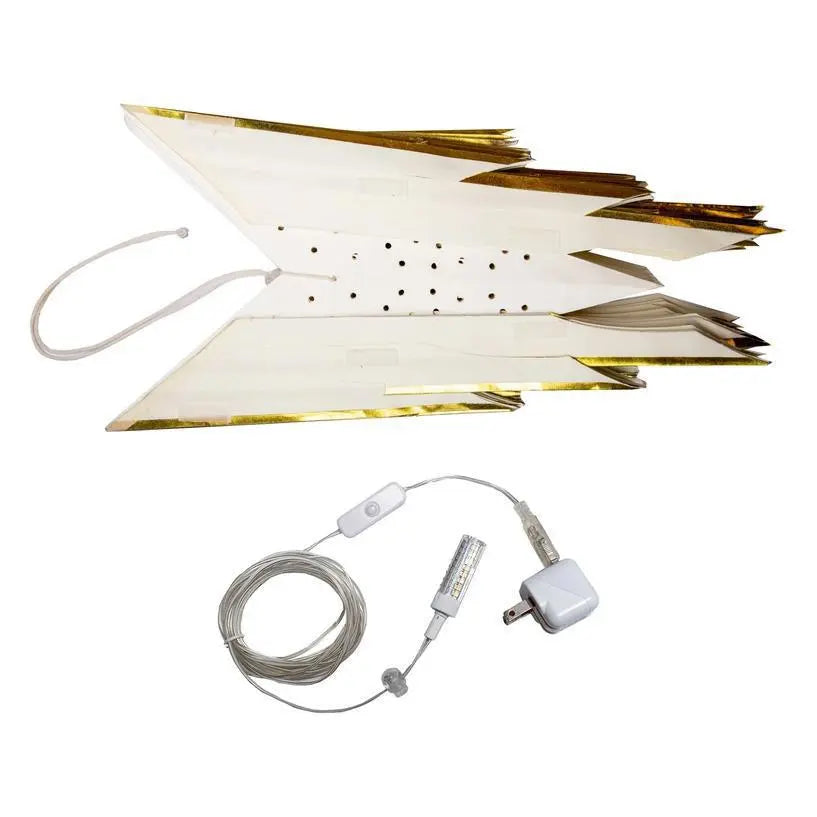 32 Inch Cream with Gold Snowflake Lantern Light