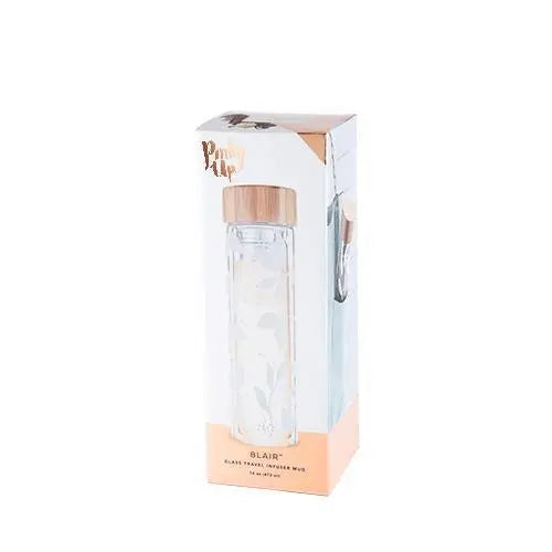 Blair White Leaf Glass Travel Infuser Mug