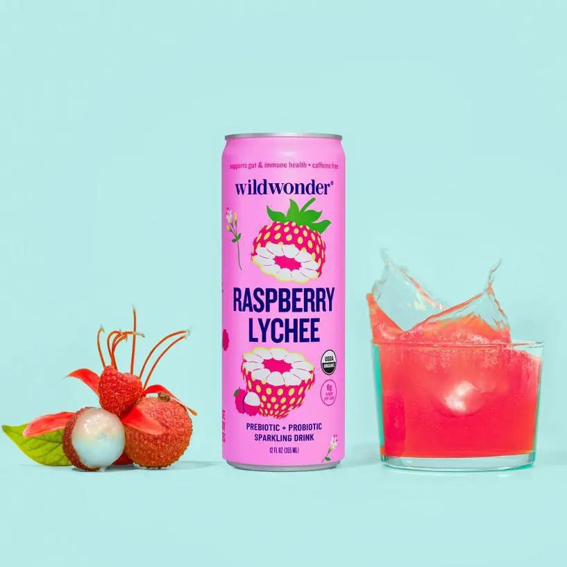Raspberry Lychee Sparkling Prebiotic + Probiotic Drink