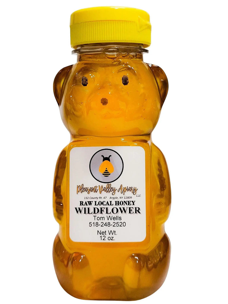 12 oz Raw Wildflower Honey in Plastic Bear - My SensibiliTeas - raw honey from Pleasant Valley Apiary