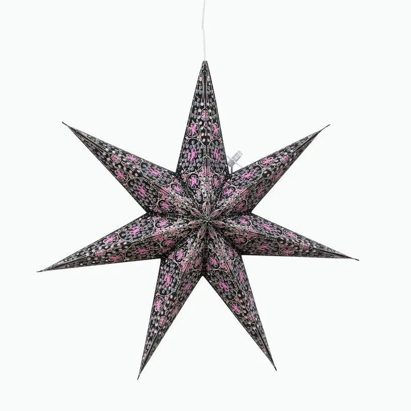 Black and Pink Cathedral Star Lantern