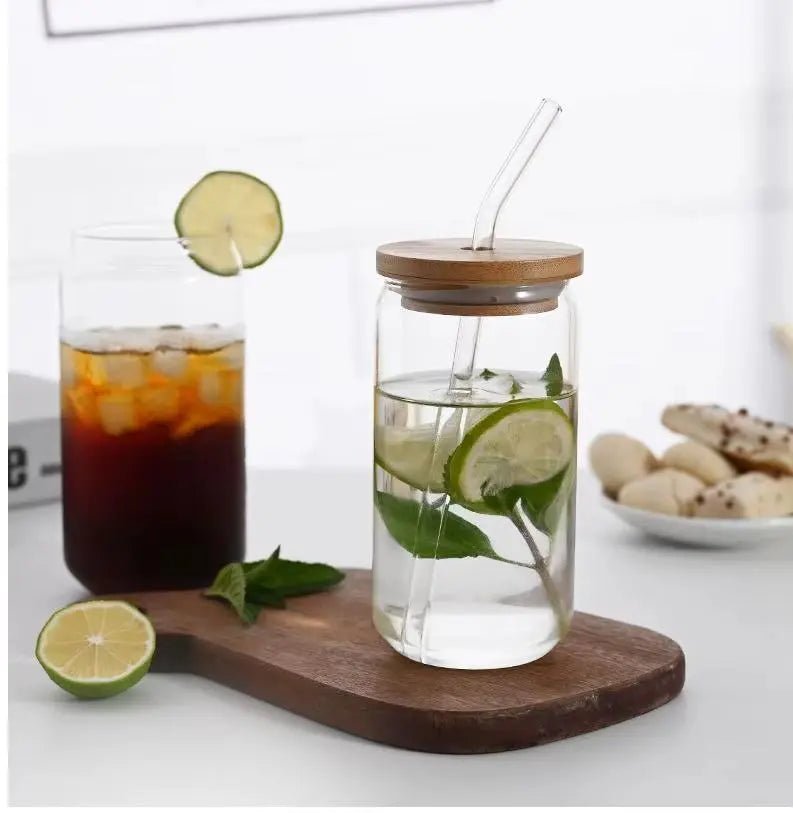 16 oz Borosilicate Glass with Bamboo Lid & Glass Straw - My SensibiliTeas - cup from varies