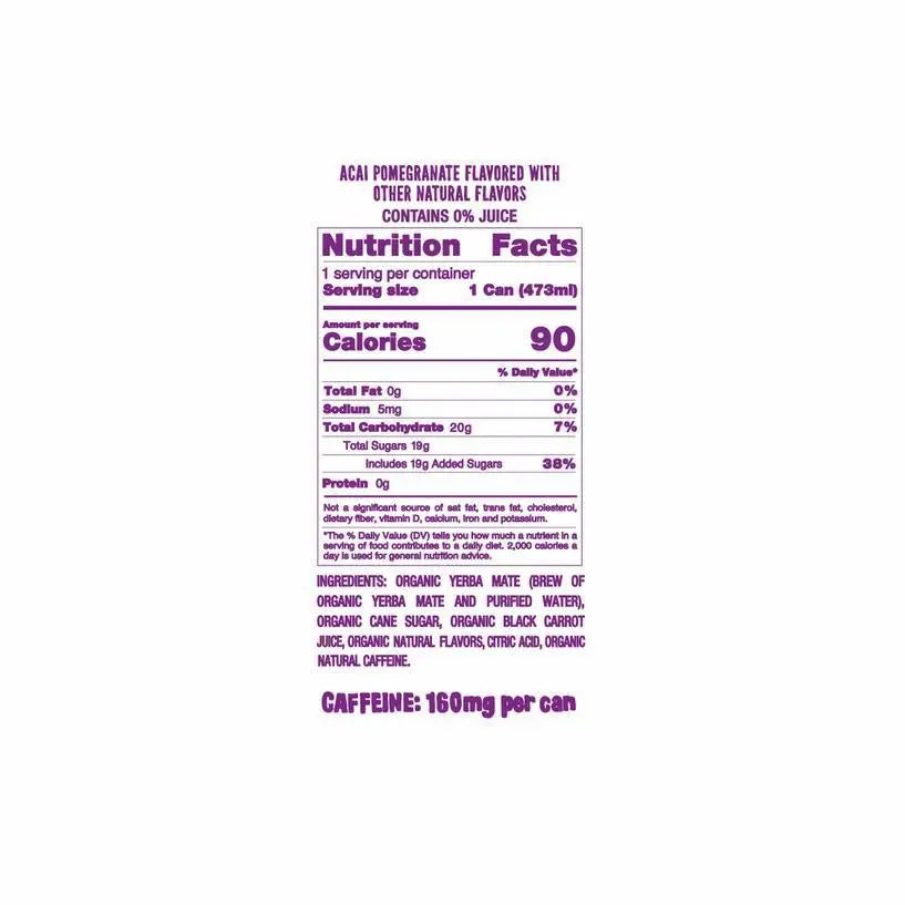 Organic Acai Pomegranate Yerba Mate 16oz Can