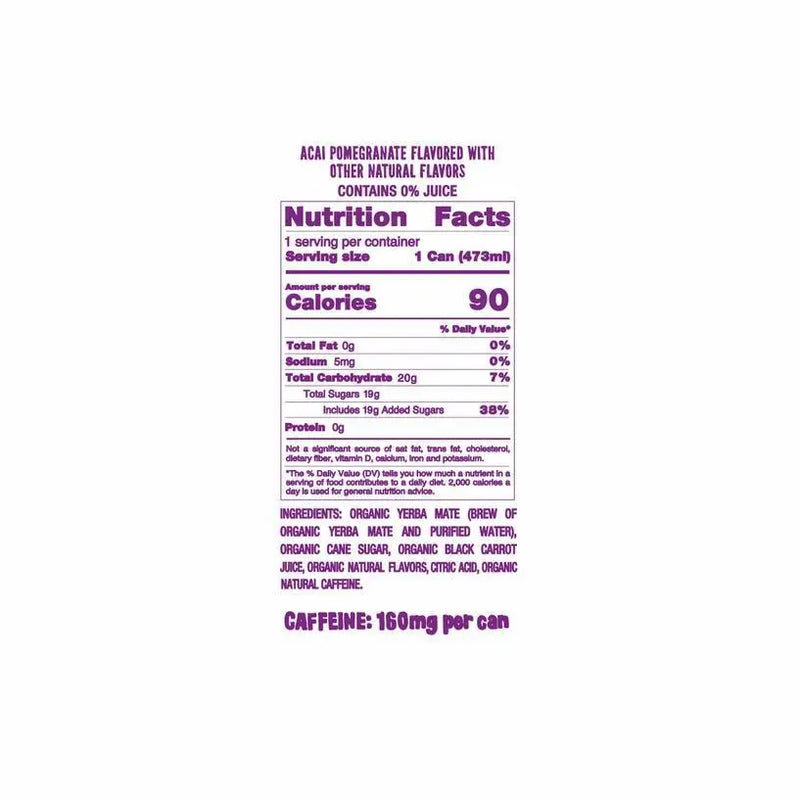 Organic Acai Pomegranate Yerba Mate 16oz Can