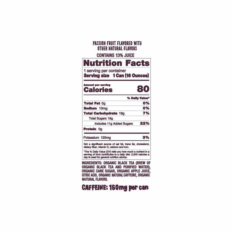 Organic Passion Fruit Black Iced Tea 16oz Can