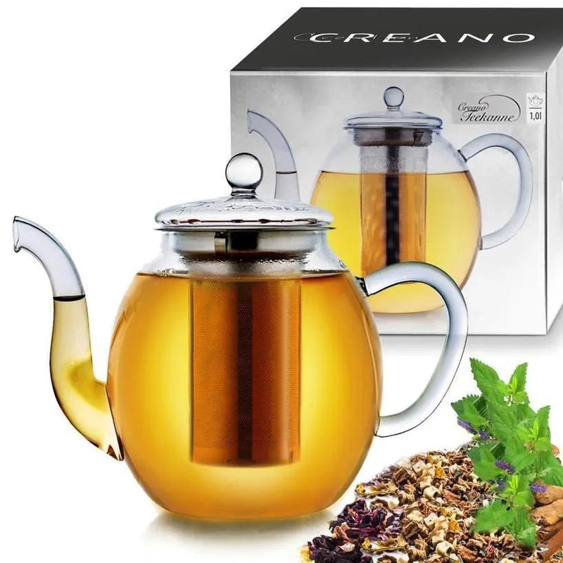 1L Glass Teapot with Infuser - My SensibiliTeas - glass teapot from Creano