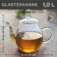 1L Glass Teapot with Infuser - My SensibiliTeas - glass teapot from Creano