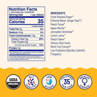 Peach Ginger Sparkling Prebiotic + Probiotic Drink