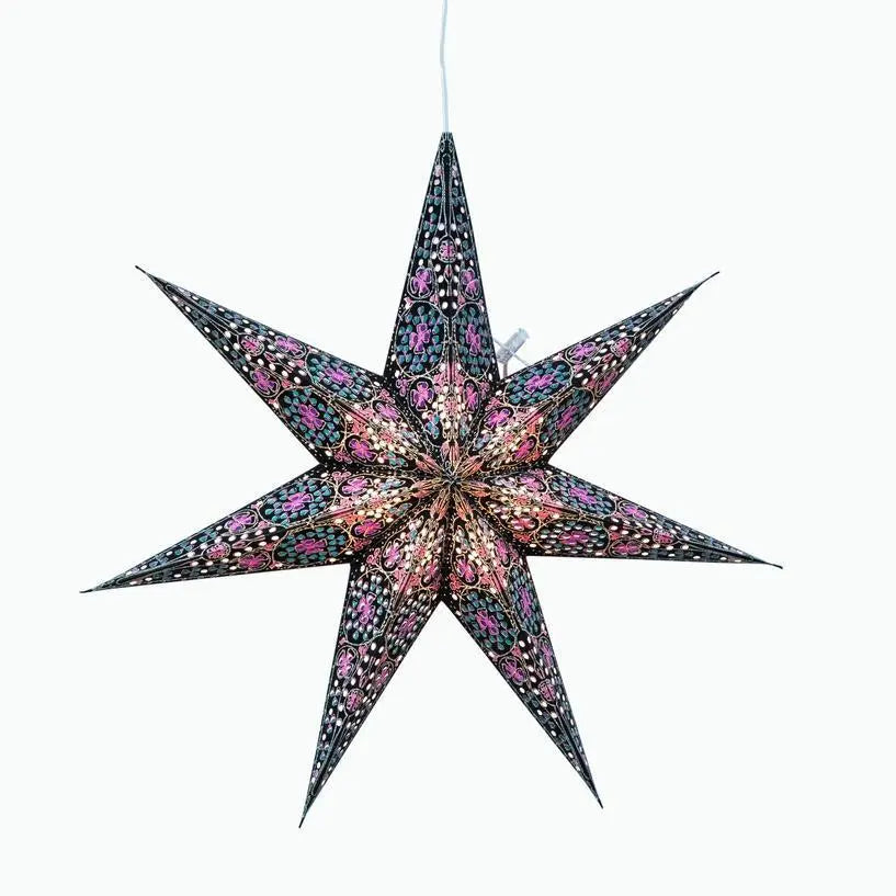Black and Pink Cathedral Star Lantern