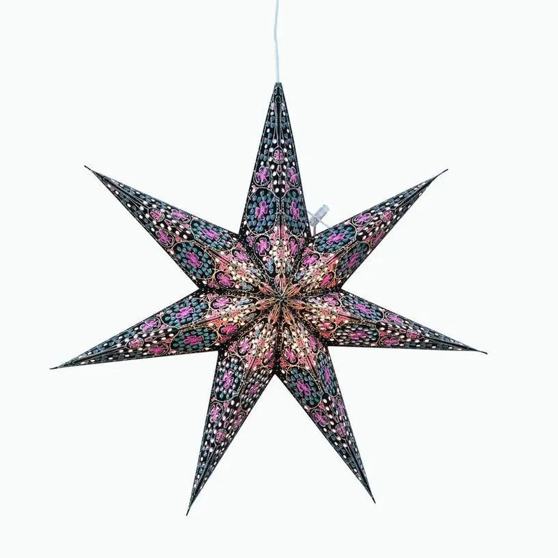 Black and Pink Cathedral Star Lantern