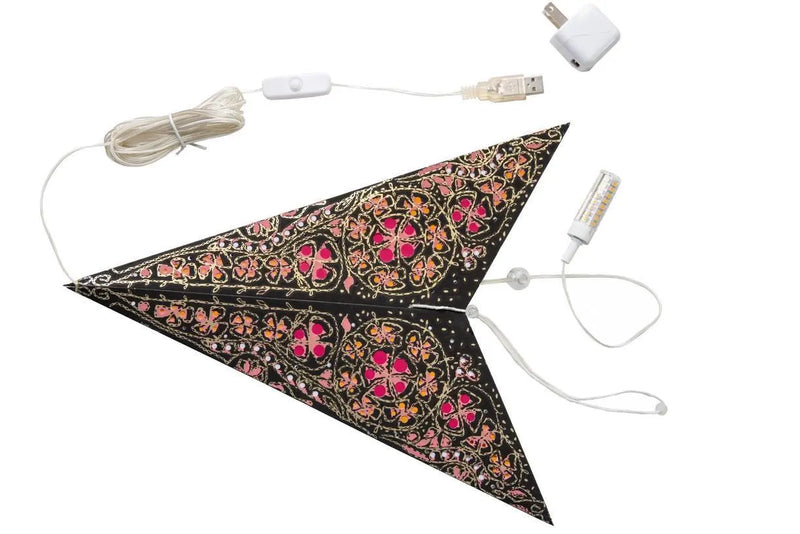 Black and Pink Cathedral Star Lantern