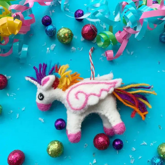 Felted Unicorn Ornament