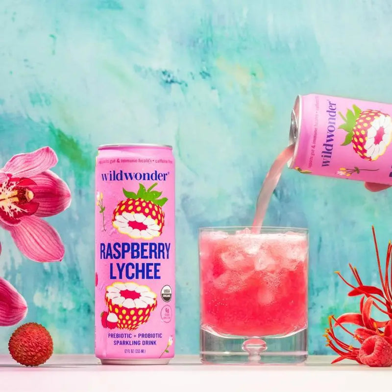 Raspberry Lychee Sparkling Prebiotic + Probiotic Drink