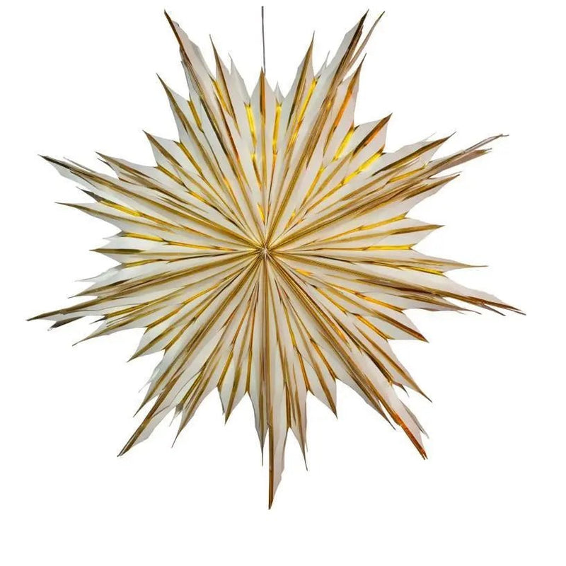 32 Inch Cream with Gold Snowflake Lantern Light - My SensibiliTeas - home decor from Artschatz