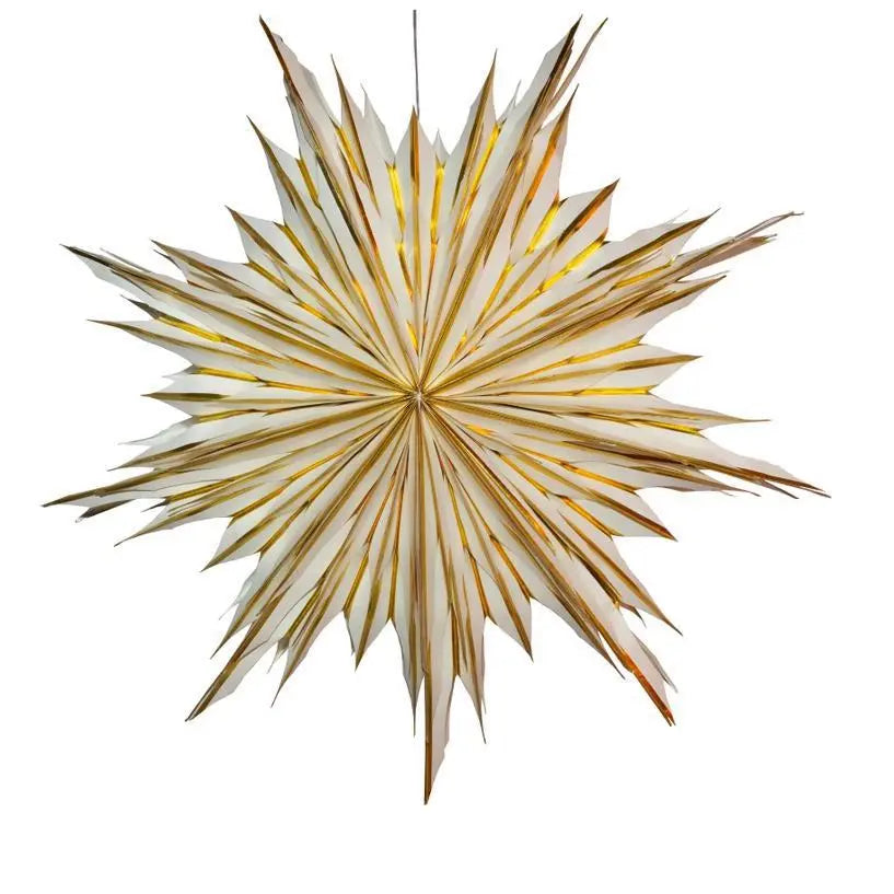32 Inch Cream with Gold Snowflake Lantern Light