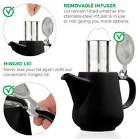 Black Tea for Two Porcelain Teapot & 2 Cups Set 27 fl. oz