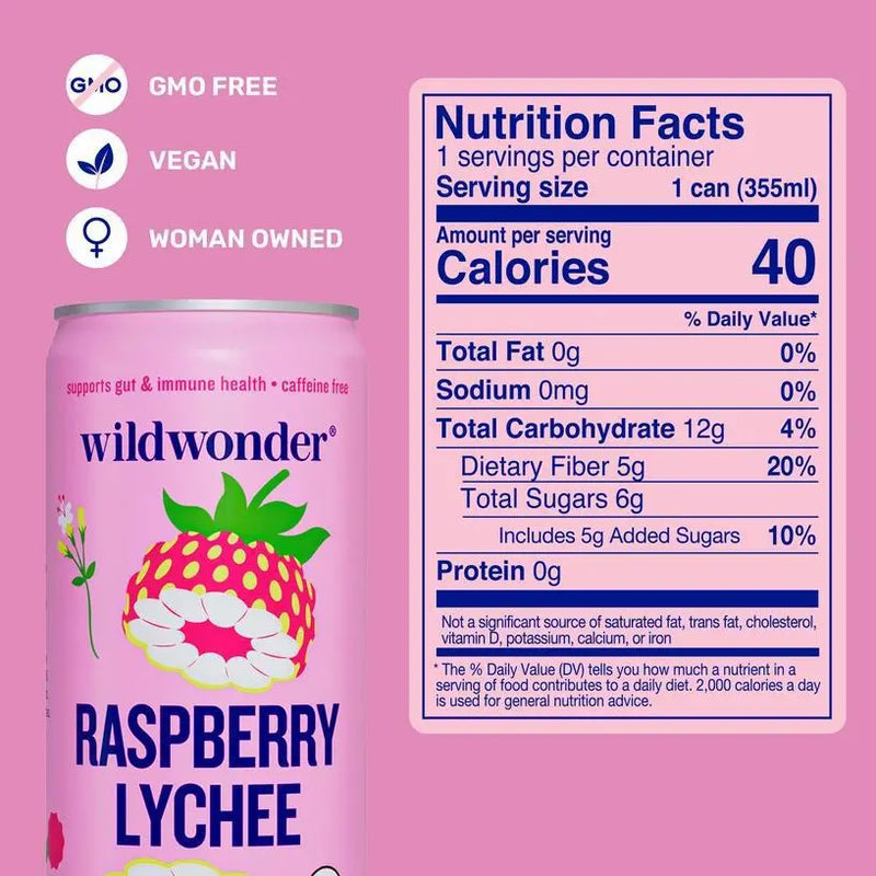 Raspberry Lychee Sparkling Prebiotic + Probiotic Drink
