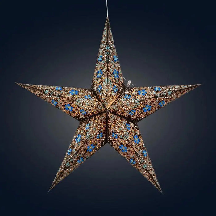 Black and Turquoise Cathedral Star Lantern