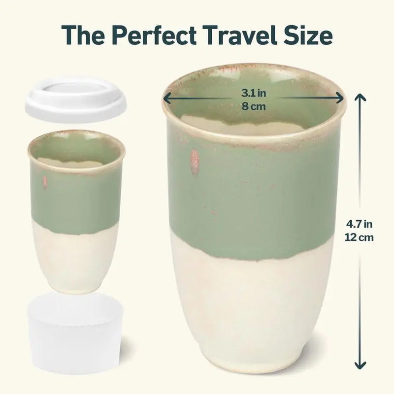 Sage Green 12 oz Ceramic Travel Mug