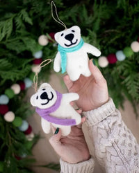 Felted Happy Bears Ornaments
