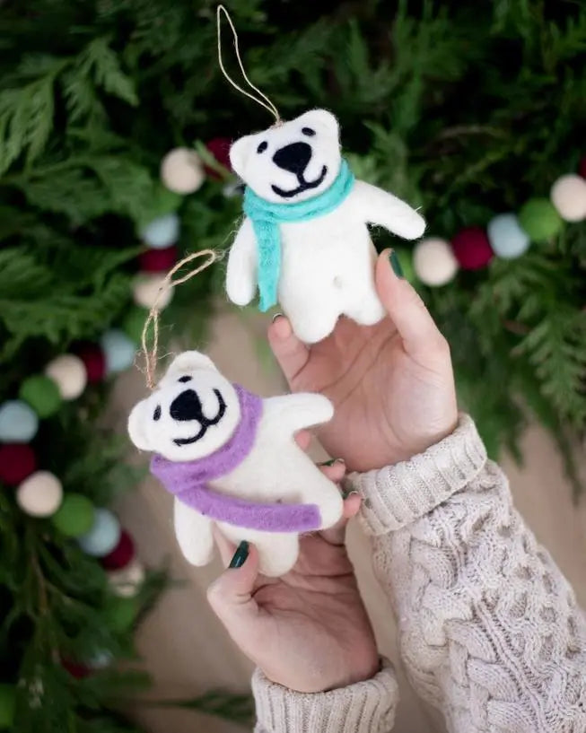 Felted Happy Bears Ornaments