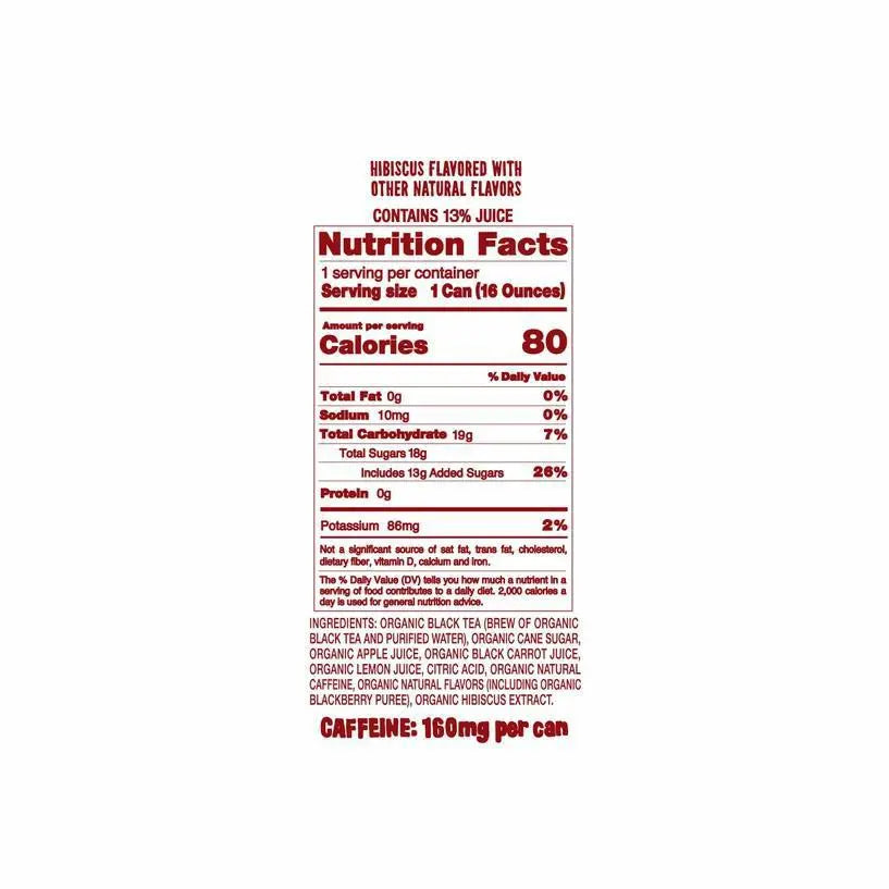 Organic Agua De Jamaica Hibiscus Black Tea 16 oz Can