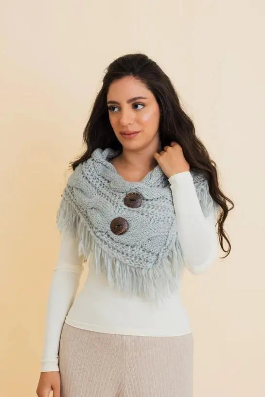 Heathered Shoulder Warmer with Coco Buttons
