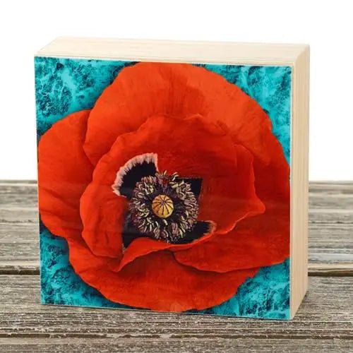 4”x4” Aluminum Flower Print on Wood - My SensibiliTeas - Wall Art from Wyldeflower Studio