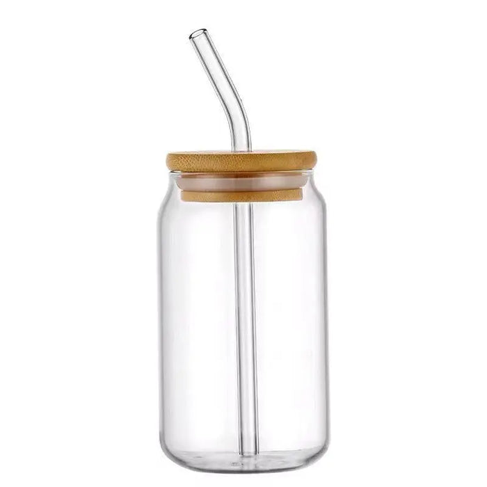 16 oz Borosilicate Glass with Bamboo Lid & Glass Straw