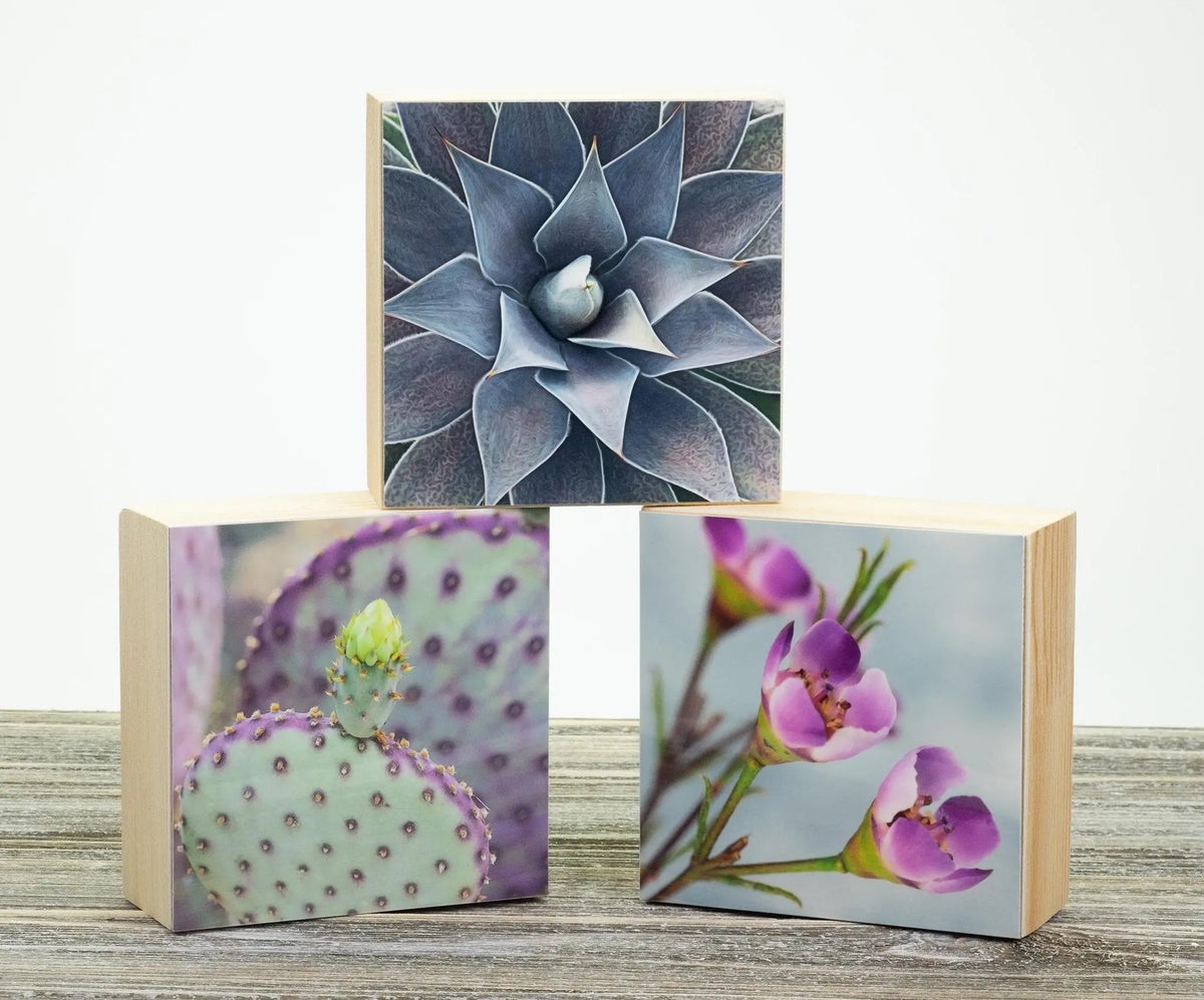 4”x4” Aluminum Flower Print on Wood