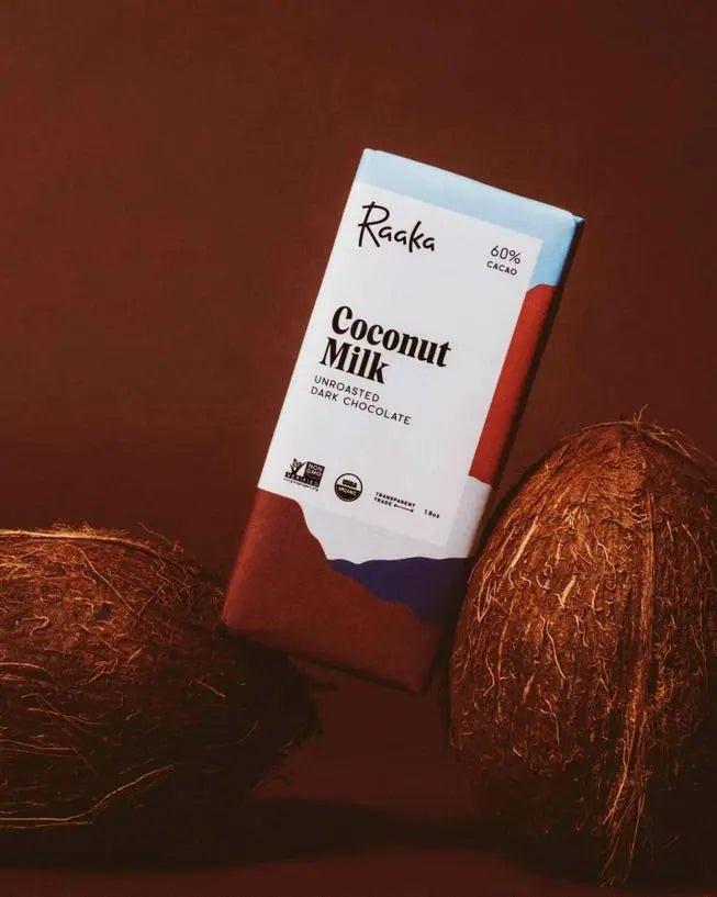 60% Coconut Milk Chocolate Bar - My SensibiliTeas - dark chocolate from Raaka Chocolate