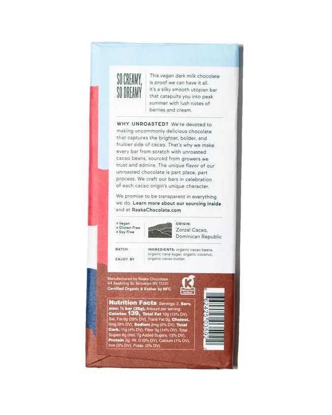 60% Coconut Milk Chocolate Bar - My SensibiliTeas - dark chocolate from Raaka Chocolate