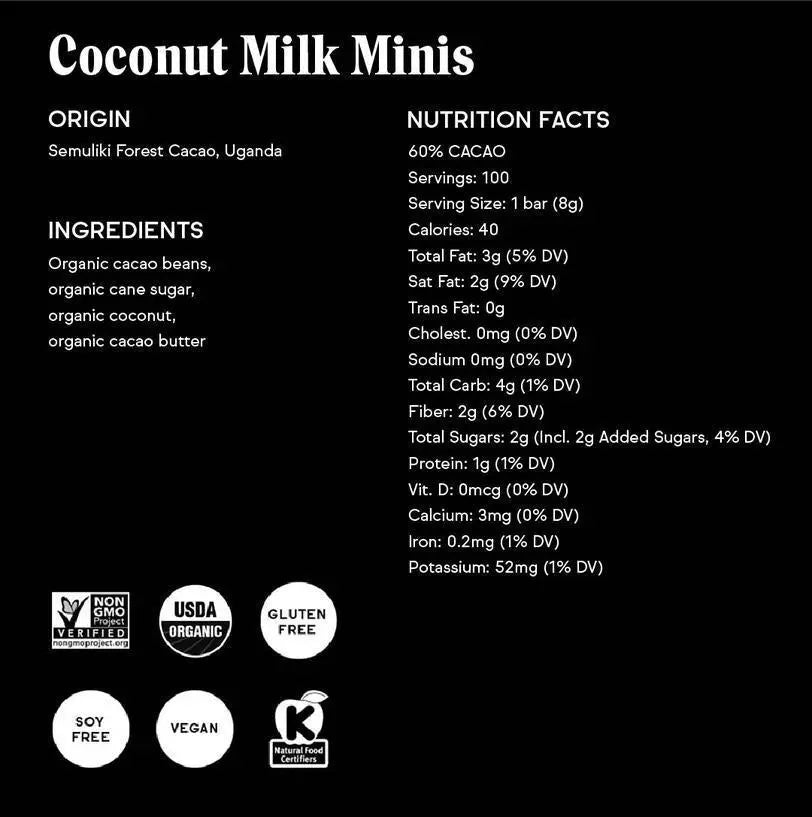 60% Coconut Milk Mini Chocolate Bars - My SensibiliTeas - dark chocolate from Raaka Chocolate