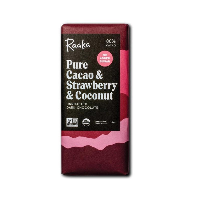 Raaka 80% Pure Cacao, Strawberry & Coconut Chocolate