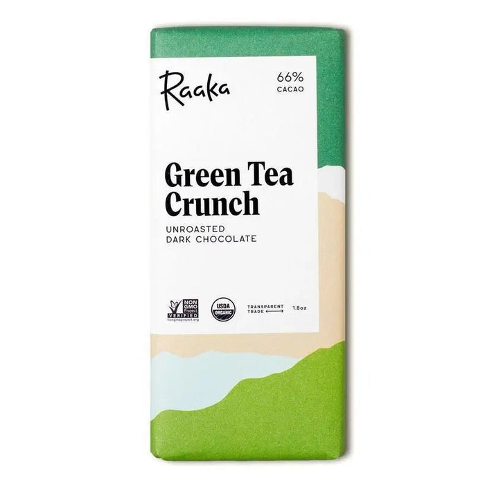 66% Green Tea Crunch Chocolate Bar - My SensibiliTeas - dark chocolate from Raaka Chocolate