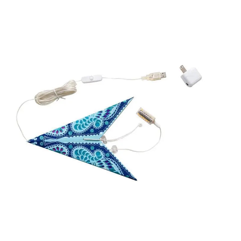 Phoenix ~ 9 Pointer, 17", Turquoise Paper Star Lantern Light