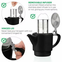 Black Tea for One Porcelain Teapot Cups Saucer Set 15 fl. oz