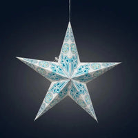 Pippa 5 Point 24" White / Turquoise Paper Star Lantern Light