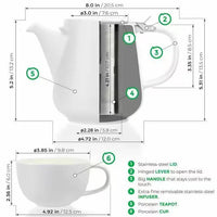 White Tea for Two Porcelain Teapot & 2 Cups Set 27 fl. oz
