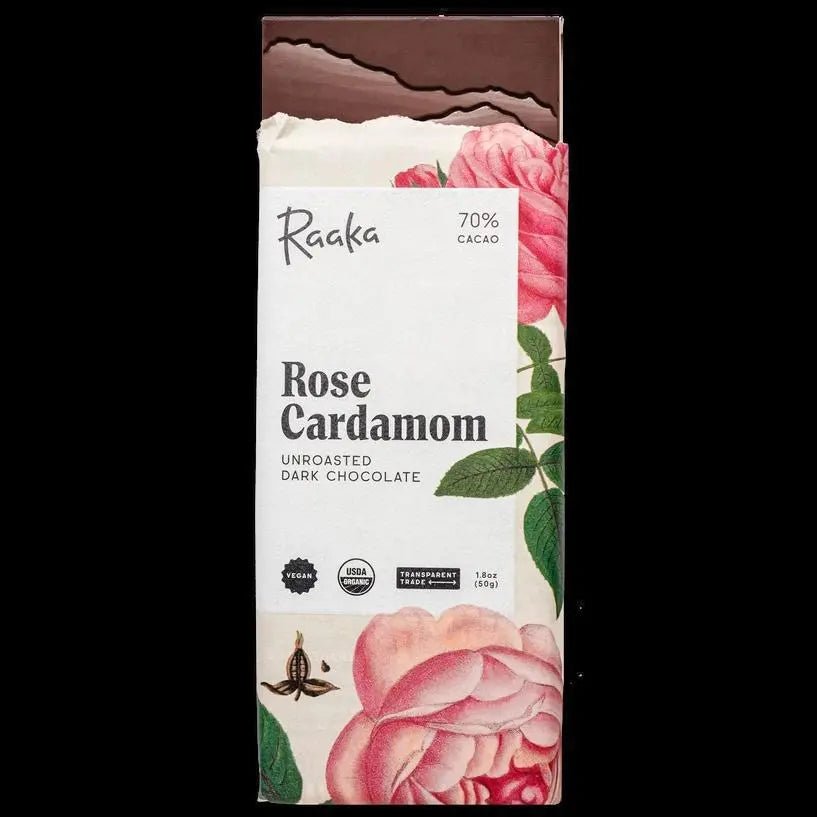 70% Rose Cardamom Chocolate Bar - Limited Edition - My SensibiliTeas - dark chocolate from Raaka Chocolate