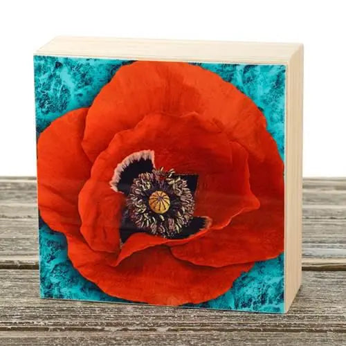 4”x4” Aluminum Flower Print on Wood