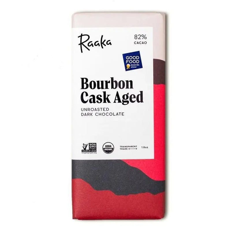 82% Bourbon Cask Aged Chocolate Bar - My SensibiliTeas - dark chocolate from Raaka Chocolate