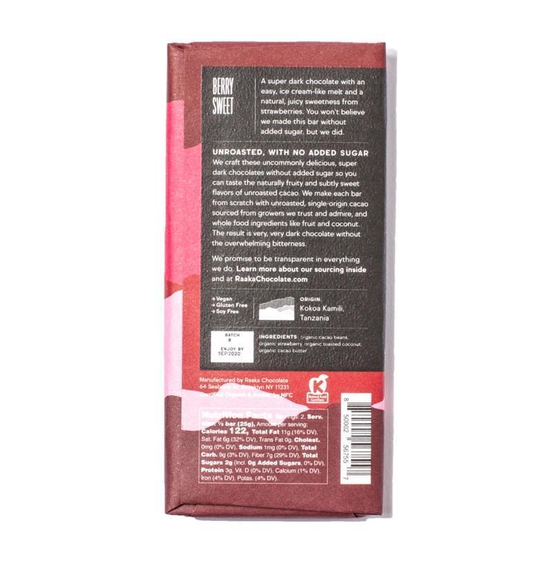Raaka 80% Pure Cacao, Strawberry & Coconut Chocolate