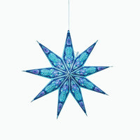 Phoenix ~ 9 Pointer, 17", Turquoise Paper Star Lantern Light