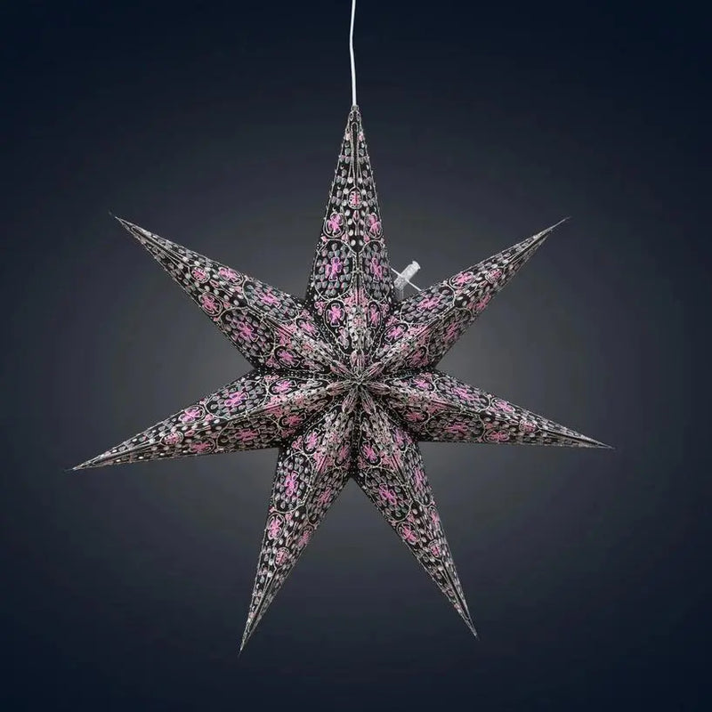 Black and Pink Cathedral Star Lantern