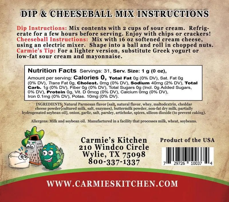 Artichoke Parmesan Dip and Cheeseball Mix - My SensibiliTeas - dip mix from Carmie's Kitchen