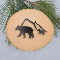 Bear and Cub with Mountains Ornament - My SensibiliTeas - wood slice ornament from Spears Creations