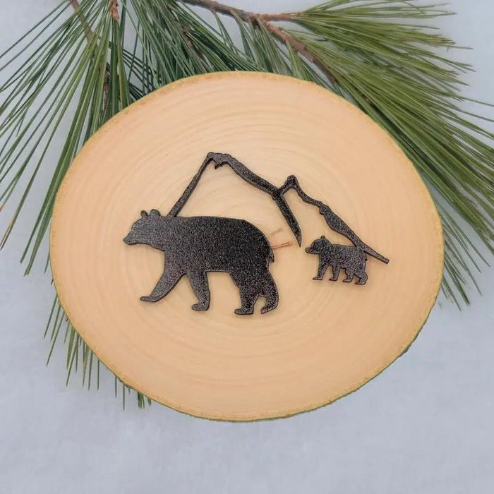 Bear and Cub with Mountains Ornament - My SensibiliTeas - wood slice ornament from Spears Creations